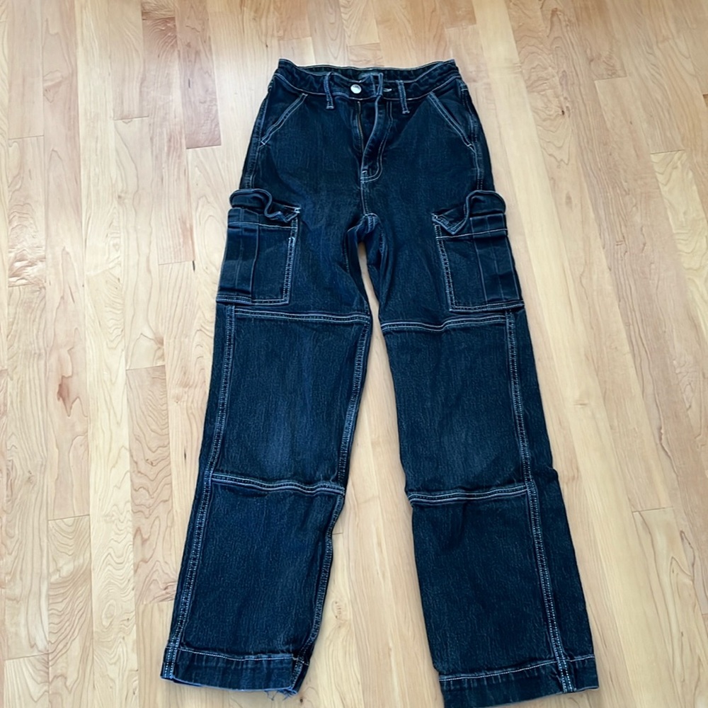 Wild fable black cargos with white stitching